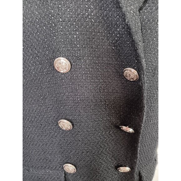 Jason Wu Large Black Double Breasted Boucle Tweed Sleeveless Blazer Dress, Butto - Picture 5 of 7